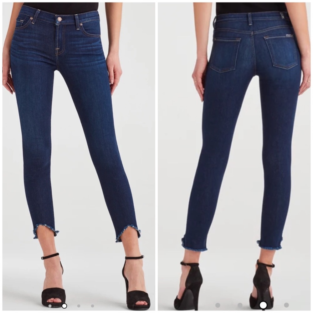 NEW 7 For All Mankind Ankle Skinny Wave Hem Serrano Night Size 27 Minimalist‎